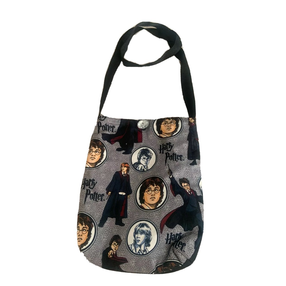 Handmade Harry Potter Crossbody Bag Grey Red Quilted Lining Character Print Sm